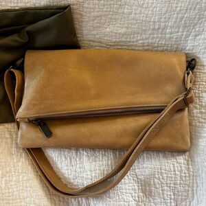 Authentic Brynn Capella Jenne Foldover Crossbody - tan (Gold Dust) MADE IN USA